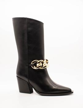 Bota Vienty 12.628 Given cadena piel negro de mujer.