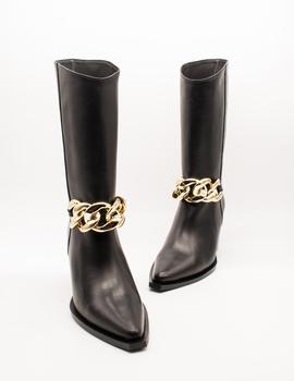 Bota Vienty 12.628 Given cadena piel negro de mujer.