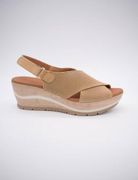 Sandalia  Paula Urban Nabuk Camello de mujer