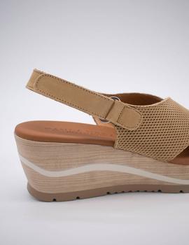 Sandalia  Paula Urban Nabuk Camello de mujer