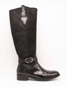 Bota Amberone 5500 Flor negro Piel de mujer