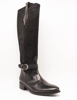 Bota Amberone 5500 Flor negro Piel de mujer