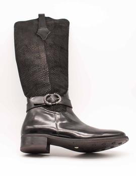 Bota Amberone 5500 Flor negro Piel de mujer