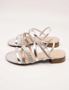 Sandalia Kess 23182 Trenzado Multi Plata de Mujer