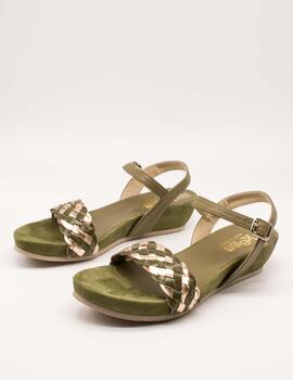 Sandalia Kess 23266 Trenzado Mixto Olive de Mujer