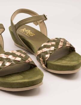 Sandalia Kess 23266 Trenzado Mixto Olive de Mujer