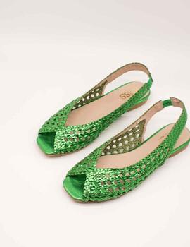 Sandalia Kess 21470 Trenzado Foil Green de Mujer