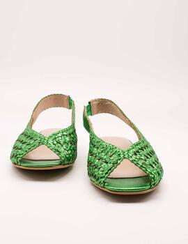 Sandalia Kess 21470 Trenzado Foil Green de Mujer