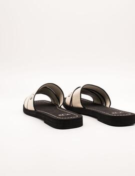 Sandalia V73 73SC6WV01TES Terra Flat Nero - Ecru