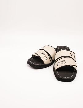 Sandalia V73 73SC6WV01TES Terra Flat Nero - Ecru