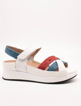 Sandalia Pie Santo 230425 Blanco - Indigo - Rojo de Mujer