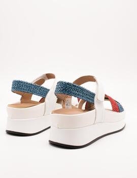 Sandalia Pie Santo 230425 Blanco - Indigo - Rojo de Mujer