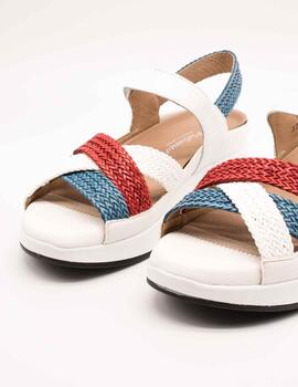 Sandalia Pie Santo 230425 Blanco - Indigo - Rojo de Mujer