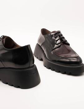 Zapato Wonders C-7201 Regata Negro y Vino de Mujer