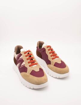 Deportivo Wonders A-2452-T Trend Nylon Beige y Vino de Mujer