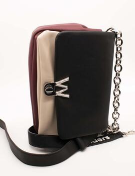 Bolso Wonders WB-502226 Combinación Negro y Vino de Mujer