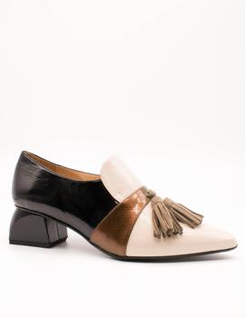 Zapato Dansi 5942 Duma Crema-Negro de Mujer