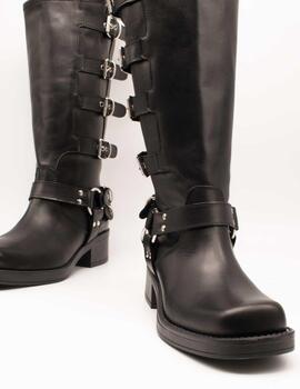 Bota Ovyé 7176VITNE-Nero Hebillas Negro de Mujer