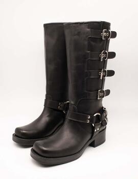 Bota Ovyé 7176VITNE-Nero Hebillas Negro de Mujer