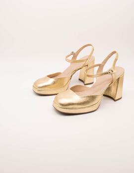 Zapato Wonders H-5932 laminato oro de Mujer