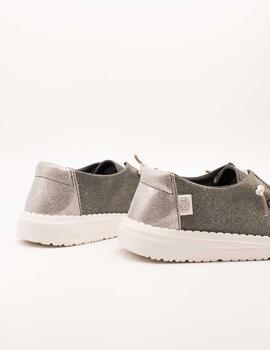 Zapato Hey Dude Wendy Metallic Sparkle Charcoal de Mujer