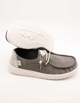 Zapato Hey Dude Wendy Metallic Sparkle Charcoal de Mujer