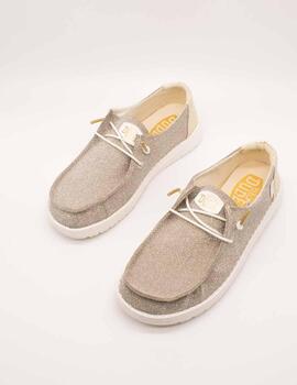 Zapato Hey Dude Wendy Metallic Sparkle Gold de Mujer