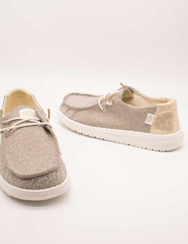 Zapato Hey Dude Wendy Metallic Sparkle Gold de Mujer