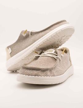 Deportivo Hey Dude Wendy Metallic Sparkle Gold de Mujer