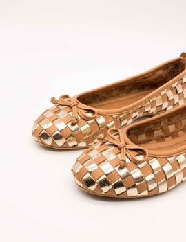 Zapato Miuxa Hola Camel-Oro de Mujer