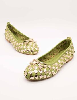 Zapato Miuxa Hola Verde-Oro de Mujer