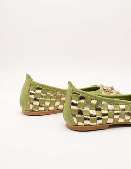 Zapato Miuxa Hola Verde-Oro de Mujer