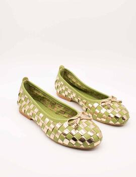 Zapato Miuxa Hola Verde-Oro de Mujer