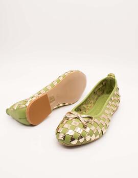 Zapato Miuxa Hola Verde-Oro de Mujer