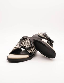 Sandalia Noa Harmon 9661 Gea Negro-Blanco de Mujer