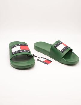 Chancla Tommy Hilfiger EM01191-L2P Verde de Hombre