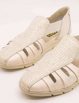 Zapato 24HRS 26421 Square-S Crema - Lino de Mujer