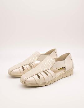 Zapato 24HRS 26421 Square-S Crema - Lino de Mujer