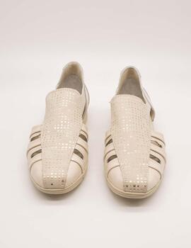 Zapato 24HRS 26421 Square-S Crema - Lino de Mujer
