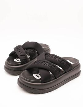 Sandalia Buffalo 1602277 Palma Cross Negro de Mujer