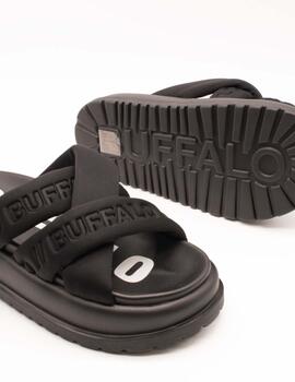 Sandalia Buffalo 1602277 Palma Cross Negro de Mujer