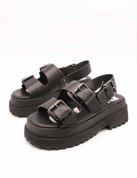 Sandalia Buffalo 1602268 Pluto Ari Negro de Mujer