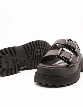 Sandalia Buffalo 1602268 Pluto Ari Negro de Mujer