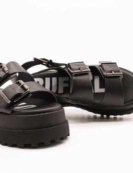 Sandalia Buffalo 1602268 Pluto Ari Negro de Mujer