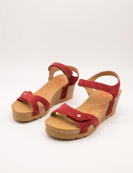 Sandalia Panama Jack Julia B54 Velour Rojo de Mujer