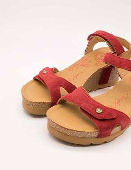 Sandalia Panama Jack Julia B54 Velour Rojo de Mujer
