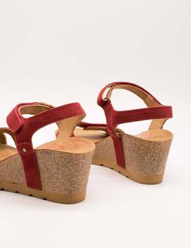 Sandalia Panama Jack Julia B54 Velour Rojo de Mujer