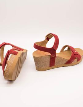 Sandalia Panama Jack Julia B54 Velour Rojo de Mujer