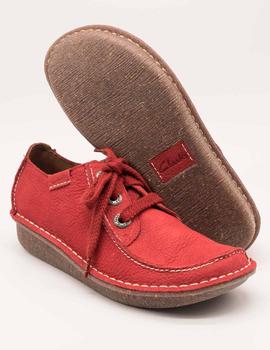 Zapato Clarks Funny Dream red nubuck de mujer.