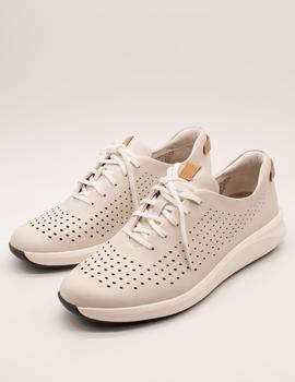 Zapato Clarks Un Rio Tie White Leather de mujer.